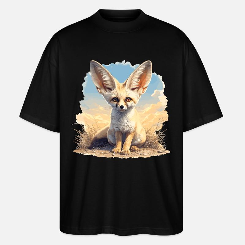 Fennec Fox Fenneks Fennek - Stanley/Stella Oversized Unisex Bio T-Shirt Blaster 2.0 - Schwarz
