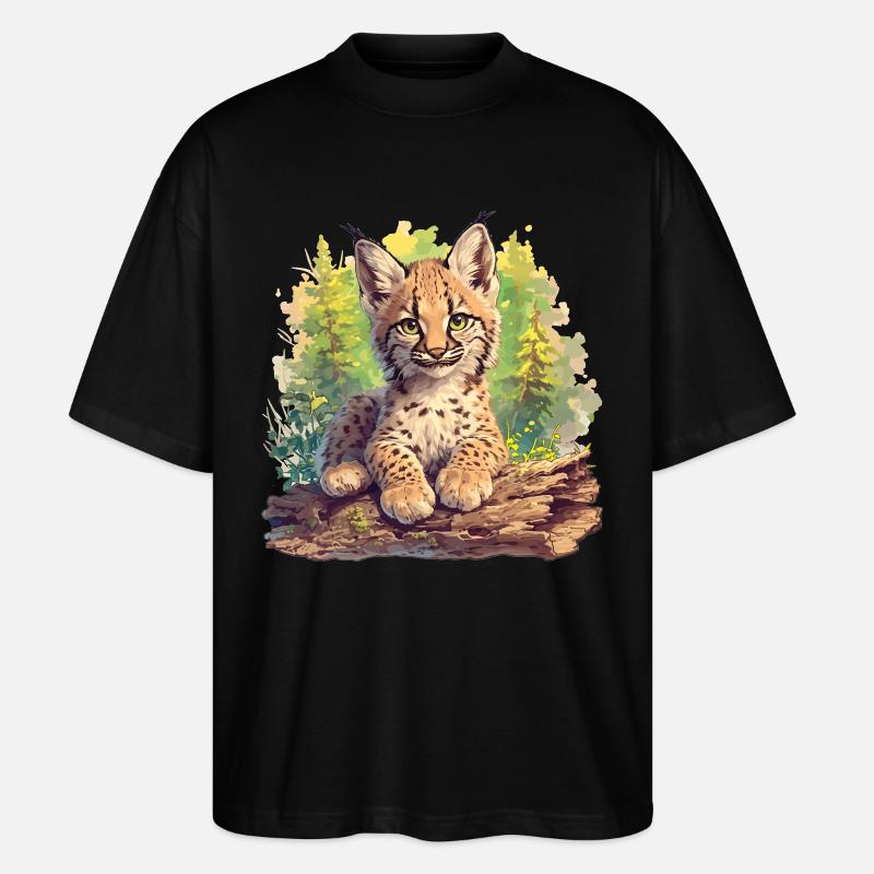 Lynx Luchse Luchs - Stanley/Stella Oversized Unisex Bio T-Shirt Blaster 2.0 - Schwarz