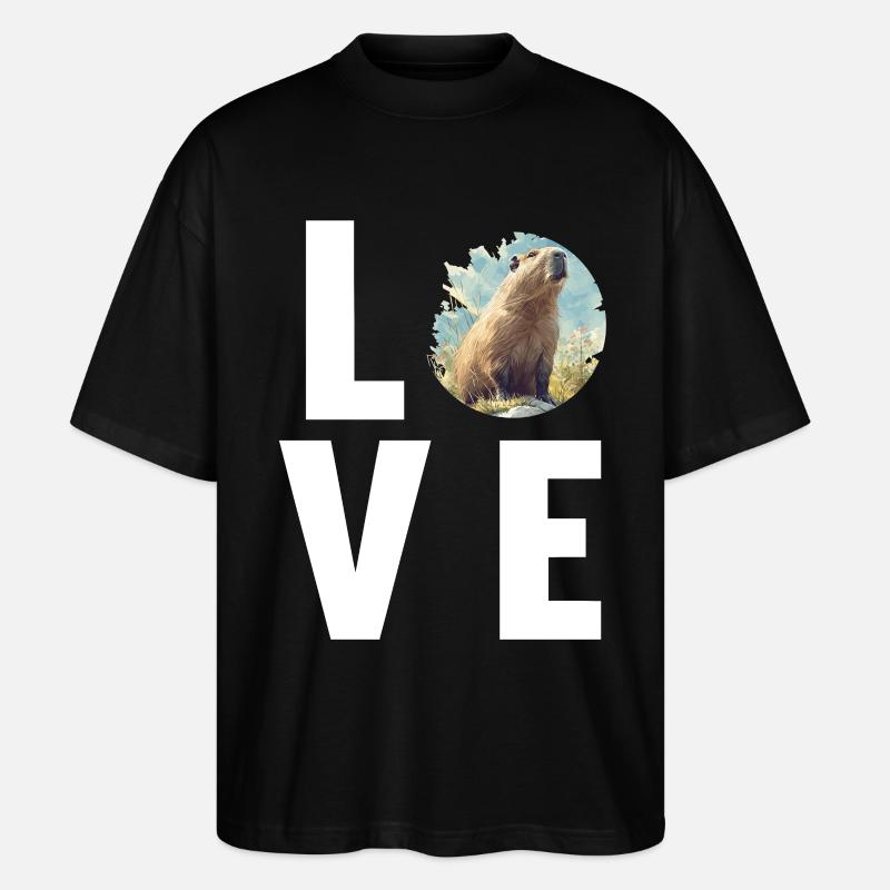 Capybaras Capybara - Stanley/Stella Oversized Unisex Bio T-Shirt Blaster 2.0 - Schwarz