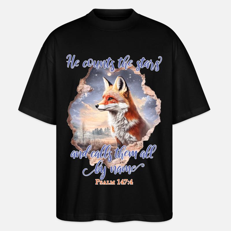 Fox Bible Verse Christian - T-shirt bio Blaster 2.0 coupe oversize Stanley/Stella Unisexe - noir