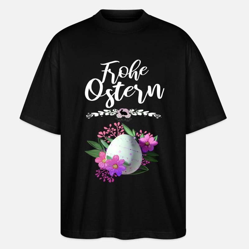 Frohe Ostern Osterei Floral - Stanley/Stella Oversized Unisex Bio T-Shirt Blaster 2.0 - Schwarz