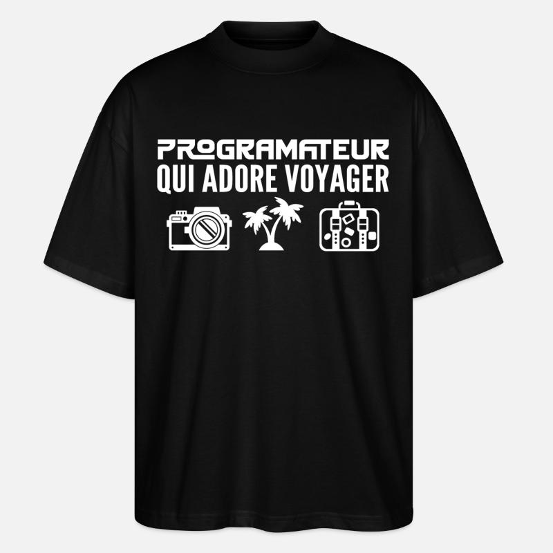 Travelers & Programmers: Passion & Discovery - Stanley/Stella Oversized Unisex Organic T-shirt Blaster 2.0 - black
