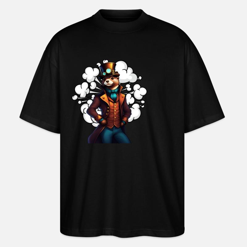 Loutre inventive Steampunk Technikotter - T-shirt bio Blaster 2.0 coupe oversize Stanley/Stella Unisexe - noir