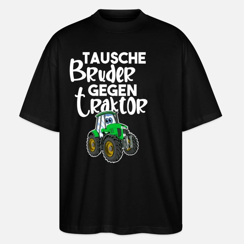 Tausche Bruder Gegen Traktor - Stanley/Stella Oversized Unisex Bio T-Shirt Blaster 2.0 - Schwarz