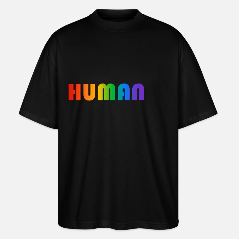 HUMAN rainbow text - Stanley/Stella Oversized Unisex Organic T-shirt Blaster 2.0 - black