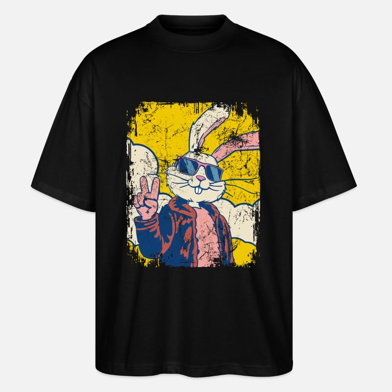 Cooler Osterhase - Osterei - Geschenk - Stanley/Stella Oversized Unisex Bio T-Shirt Blaster 2.0 - Schwarz
