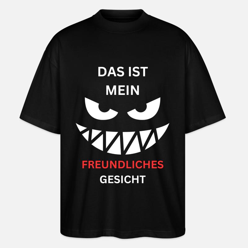 Freundliches Gesicht Grinsen - Stanley/Stella Oversized Unisex Bio T-Shirt Blaster 2.0 - Schwarz