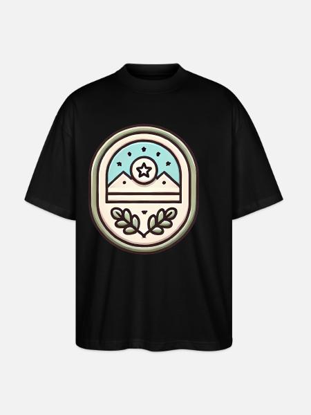 Einfache Abzeichen-Design-Soft-Illustration - Stanley/Stella Oversized Unisex Bio T-Shirt Blaster 2.0 - Schwarz