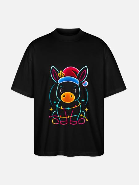 Donkey Elf Christmas Funny Gift - Stanley/Stella Oversized Unisex Organic T-shirt Blaster 2.0 - black