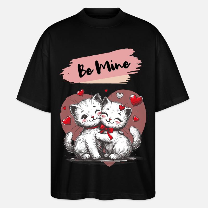 Be Mine Katzenkuscheln mit Herzen - Stanley/Stella Oversized Unisex Bio T-Shirt Blaster 2.0 - Schwarz