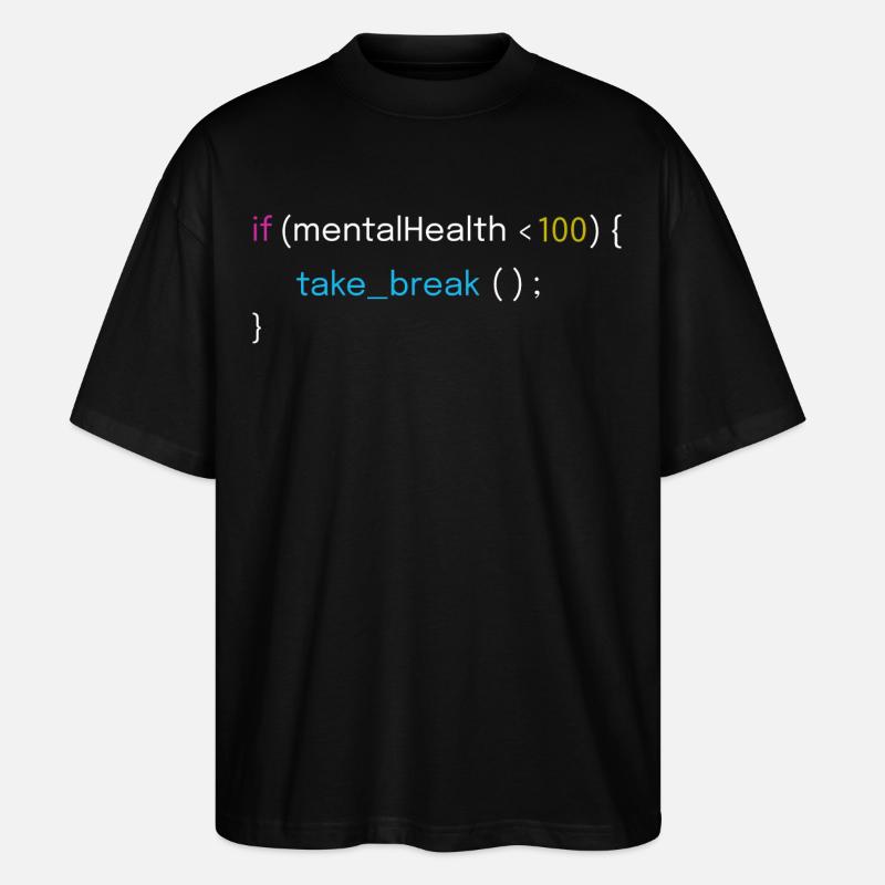 Psykisk helse og kodedesign - Stanley/Stella Blaster 2.0 Økologisk Oversized Unisex T-skjorte - svart