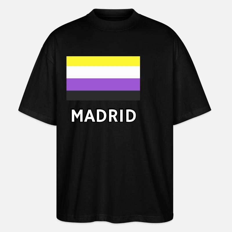 Non binary Pride Flag Madrid - Stanley/Stella Oversized Unisex Organic T-shirt Blaster 2.0 - black
