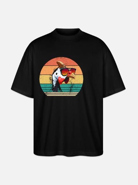 Chickens Rooster Guinea Fowl - Stanley/Stella Oversized Unisex Organic T-shirt Blaster 2.0 - black