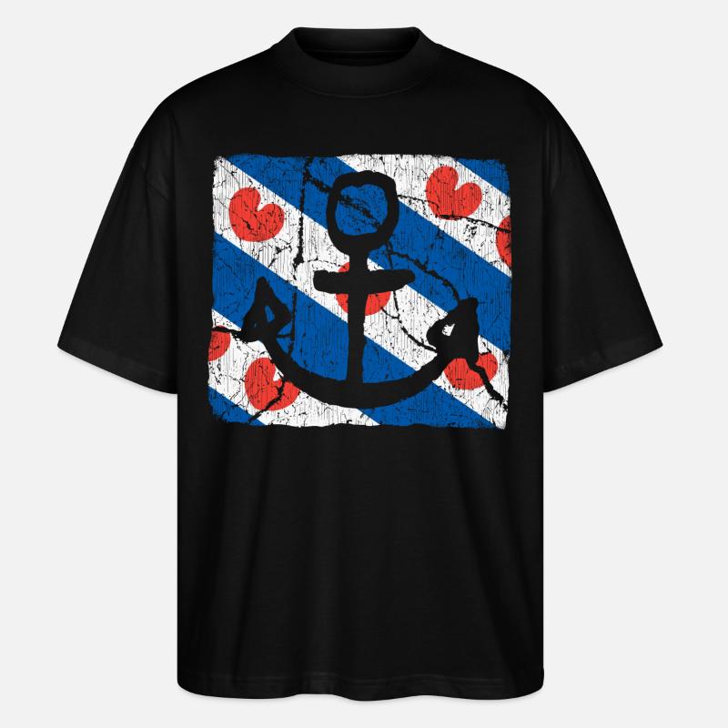Friesland Anker - Stanley/Stella Oversized Unisex Bio T-Shirt Blaster 2.0 - Schwarz