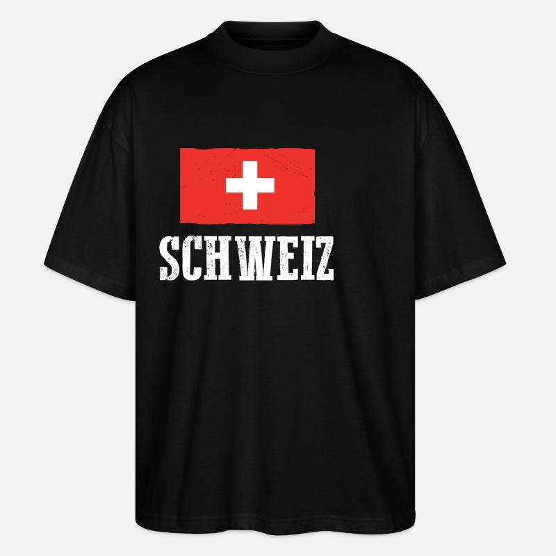 Schweizer Schweiz - Stanley/Stella Oversized Unisex Bio T-Shirt Blaster 2.0 - Schwarz