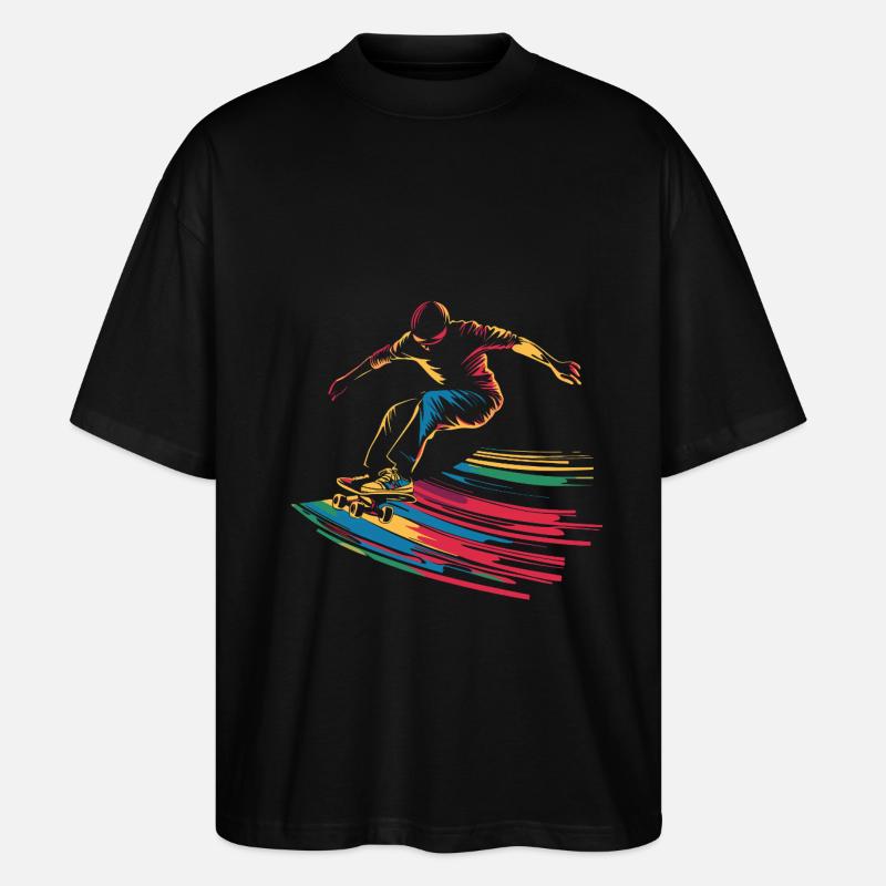 Buntes Skateboard Skating Skateboarding - Stanley/Stella Oversized Unisex Bio T-Shirt Blaster 2.0 - Schwarz