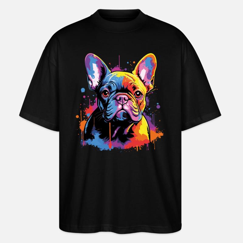 Bouledogue français mignon - T-shirt bio Blaster 2.0 coupe oversize Stanley/Stella Unisexe - noir