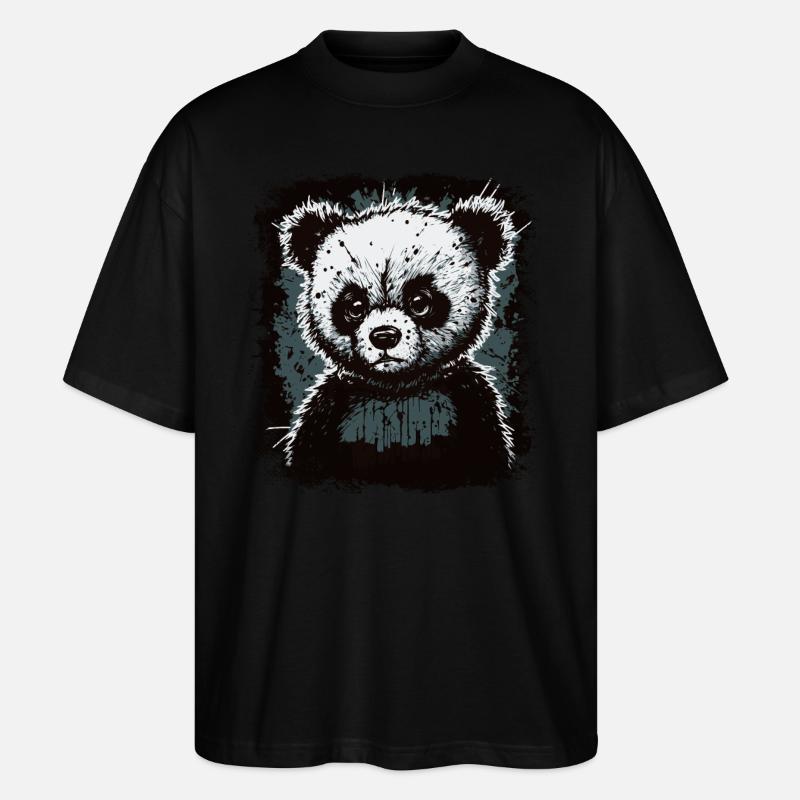 Trauriger Panda - Stanley/Stella Oversized Unisex Bio T-Shirt Blaster 2.0 - Schwarz