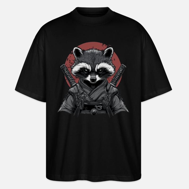 Waschbär Ninja - Stanley/Stella Oversized Unisex Bio T-Shirt Blaster 2.0 - Schwarz