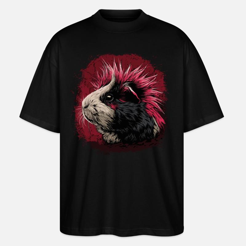Meerschweinchen Punk - Stanley/Stella Oversized Unisex Bio T-Shirt Blaster 2.0 - Schwarz
