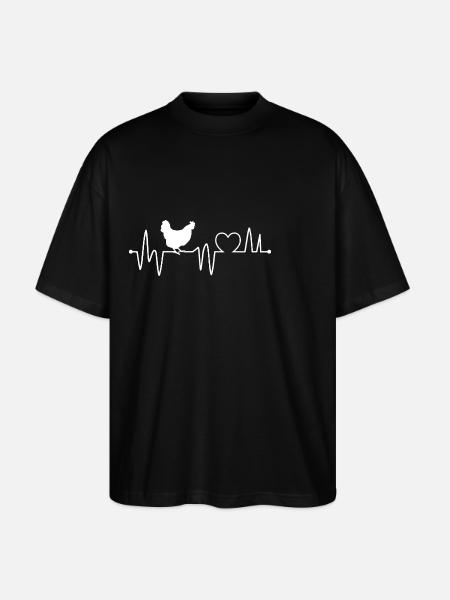 Chickens heartbeat hen - Stanley/Stella Oversized Unisex Organic T-shirt Blaster 2.0 - black