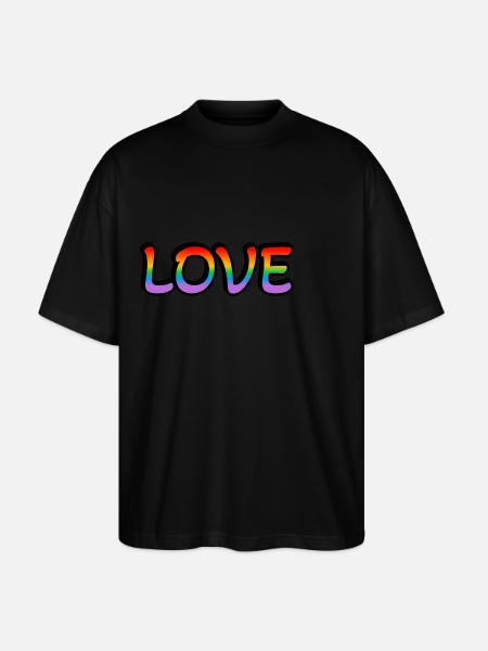 Retro Rainbow Love - Stanley/Stella Oversized Unisex Organic T-shirt Blaster 2.0 - black