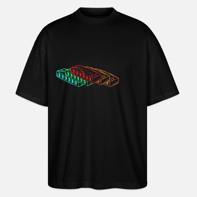 Harmonika Mundharmonika - Stanley/Stella Oversized Unisex Bio T-Shirt Blaster 2.0 - Schwarz