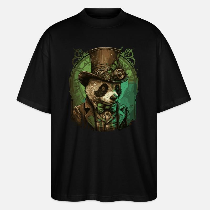 Steampunk Panda Ours - T-shirt bio Blaster 2.0 coupe oversize Stanley/Stella Unisexe - noir