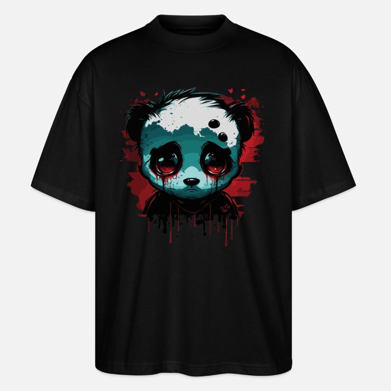 Panda mignon triste - T-shirt bio Blaster 2.0 coupe oversize Stanley/Stella Unisexe - noir