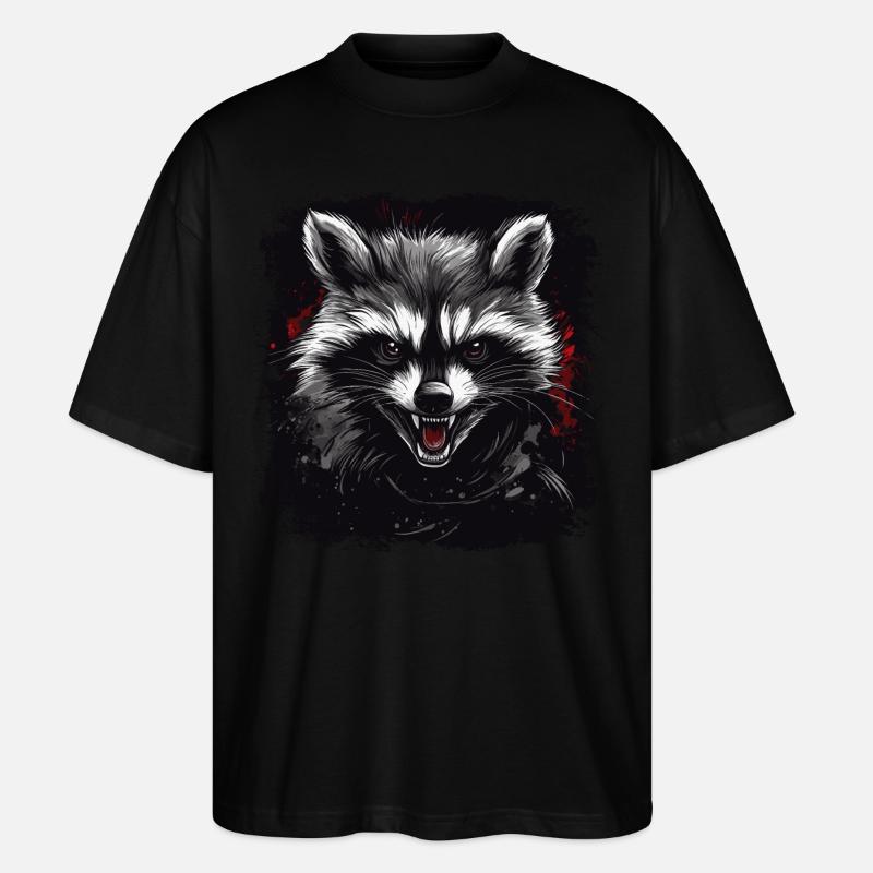 Wütender Waschbär - Stanley/Stella Oversized Unisex Bio T-Shirt Blaster 2.0 - Schwarz