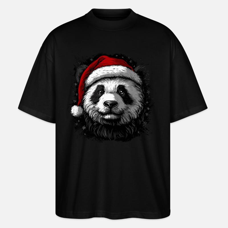Panda de Noël - T-shirt bio Blaster 2.0 coupe oversize Stanley/Stella Unisexe - noir