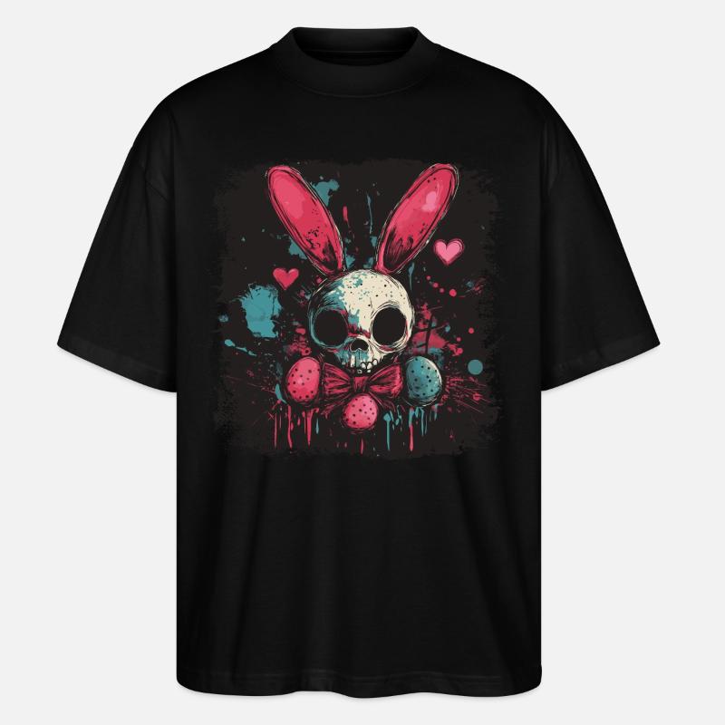 Cute Creepy Easter Bunny - Stanley/Stella Oversized Unisex Organic T-shirt Blaster 2.0 - black