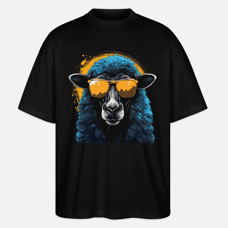 Cooles Schaf mit Sonnenbrille - Stanley/Stella Oversized Unisex Bio T-Shirt Blaster 2.0 - Schwarz