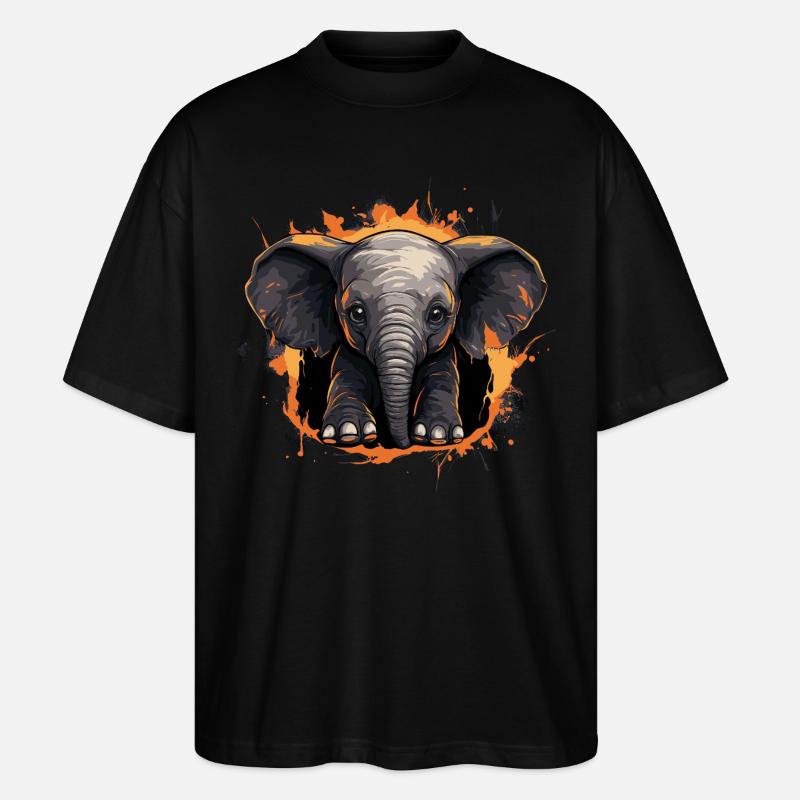 Mignon bébé éléphant - T-shirt bio Blaster 2.0 coupe oversize Stanley/Stella Unisexe - noir