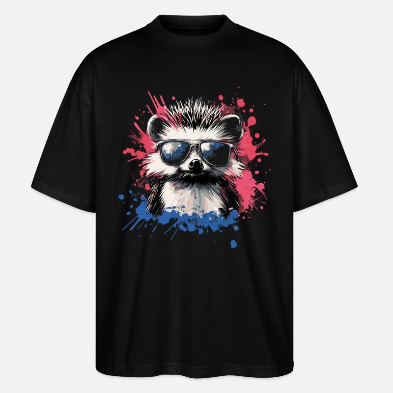 Lustiger Igel mit Sonnenbrille - Stanley/Stella Oversized Unisex Bio T-Shirt Blaster 2.0 - Schwarz