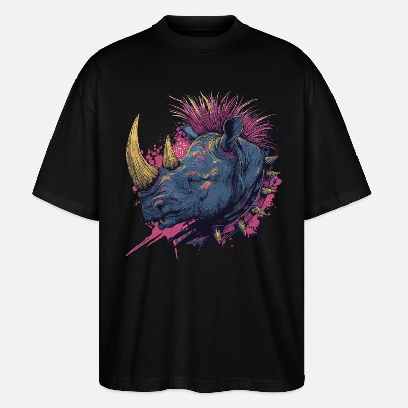 Fantasy Punkrock Nashorn - Stanley/Stella Oversized Unisex Bio T-Shirt Blaster 2.0 - Schwarz