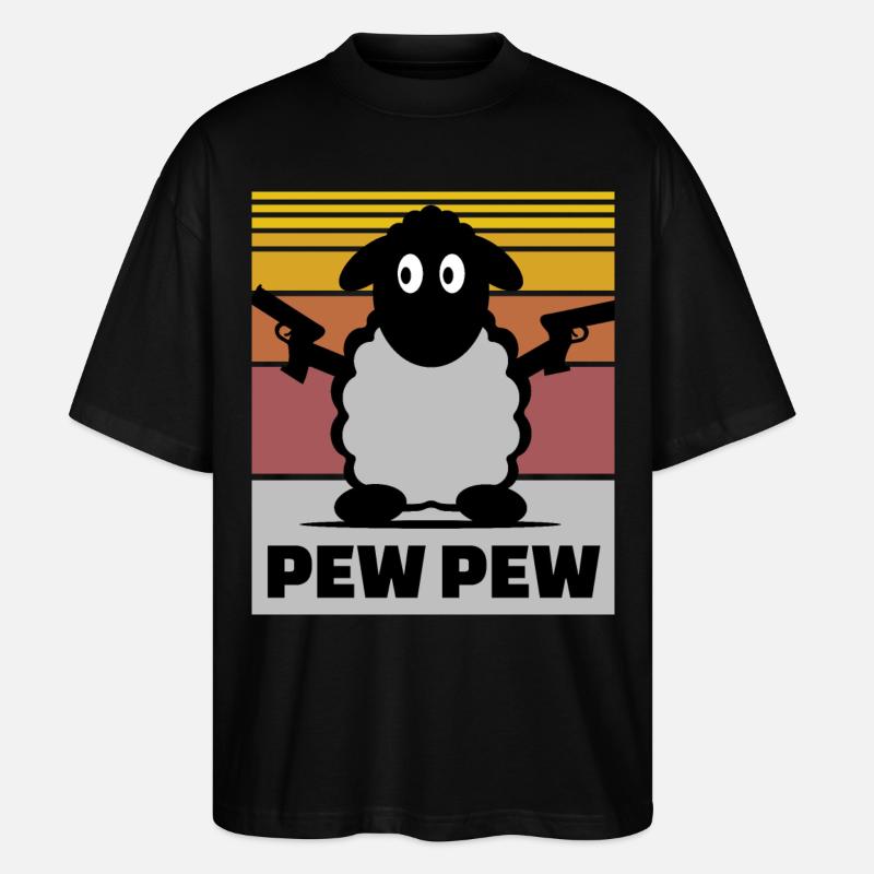 Pew Pew Schaf - Stanley/Stella Oversized Unisex Bio T-Shirt Blaster 2.0 - Schwarz