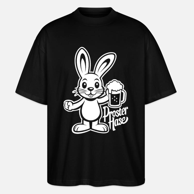 Prosterhase - Osterhase - Prost - Ostern - Stanley/Stella Oversized Unisex Bio T-Shirt Blaster 2.0 - Schwarz