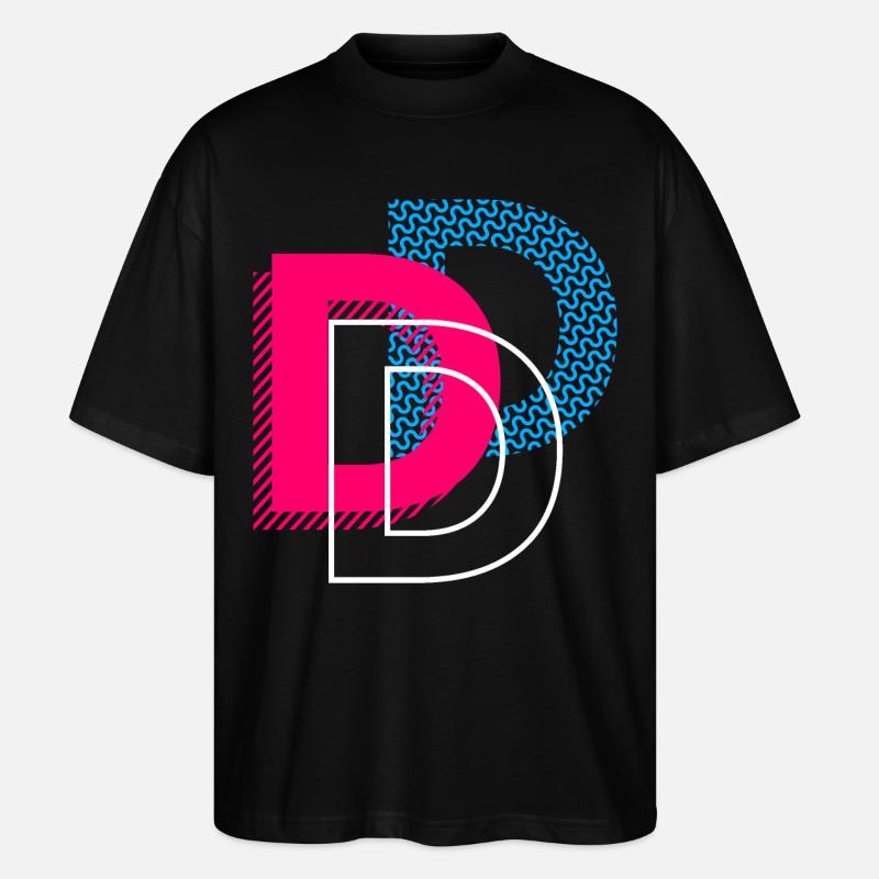 Lettre initiale D - T-shirt bio Blaster 2.0 coupe oversize Stanley/Stella Unisexe - noir