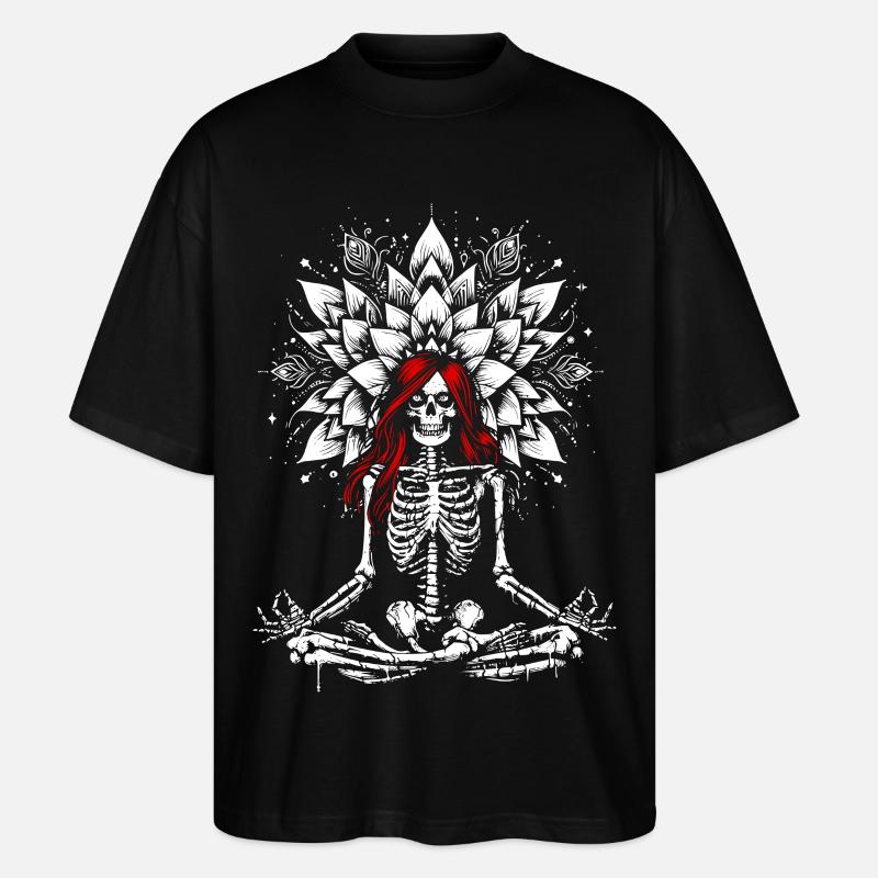Squelette yoga - Sérénité macabre - T-shirt bio Blaster 2.0 coupe oversize Stanley/Stella Unisexe - noir