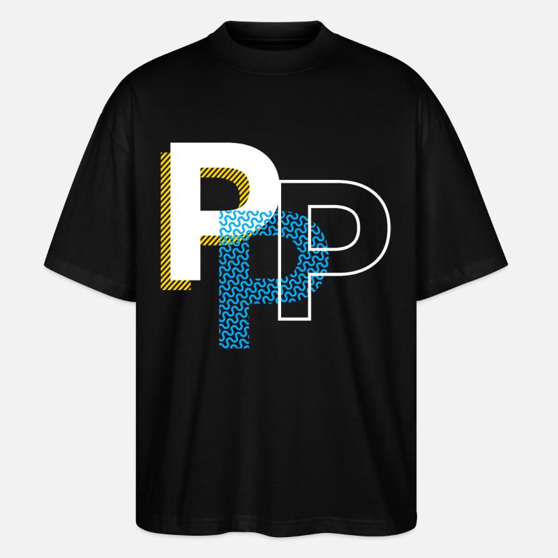 Lettre initiale P - T-shirt bio Blaster 2.0 coupe oversize Stanley/Stella Unisexe - noir