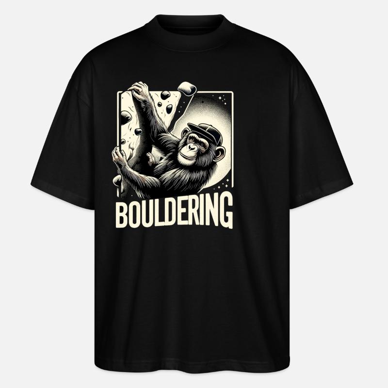 Bouldern Schimpanse Klettern Geschenk - Stanley/Stella Oversized Unisex Bio T-Shirt Blaster 2.0 - Schwarz