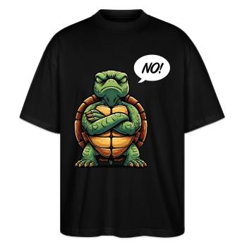 No Schildkröte Meeresschildkröte Schildkröten - Stanley/Stella Oversized Unisex Bio T-Shirt Blaster 2.0 - Schwarz - Vorne - Alina (178cm) & Michal (187cm)