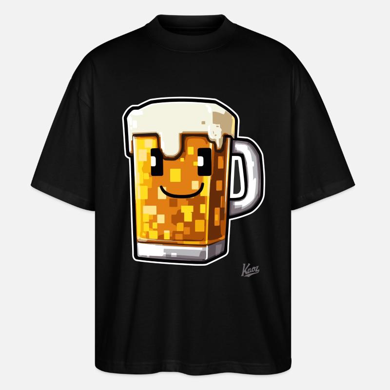 Pixel-Handwerker-Bier - Stanley/Stella Oversized Unisex Bio T-Shirt Blaster 2.0 - Schwarz
