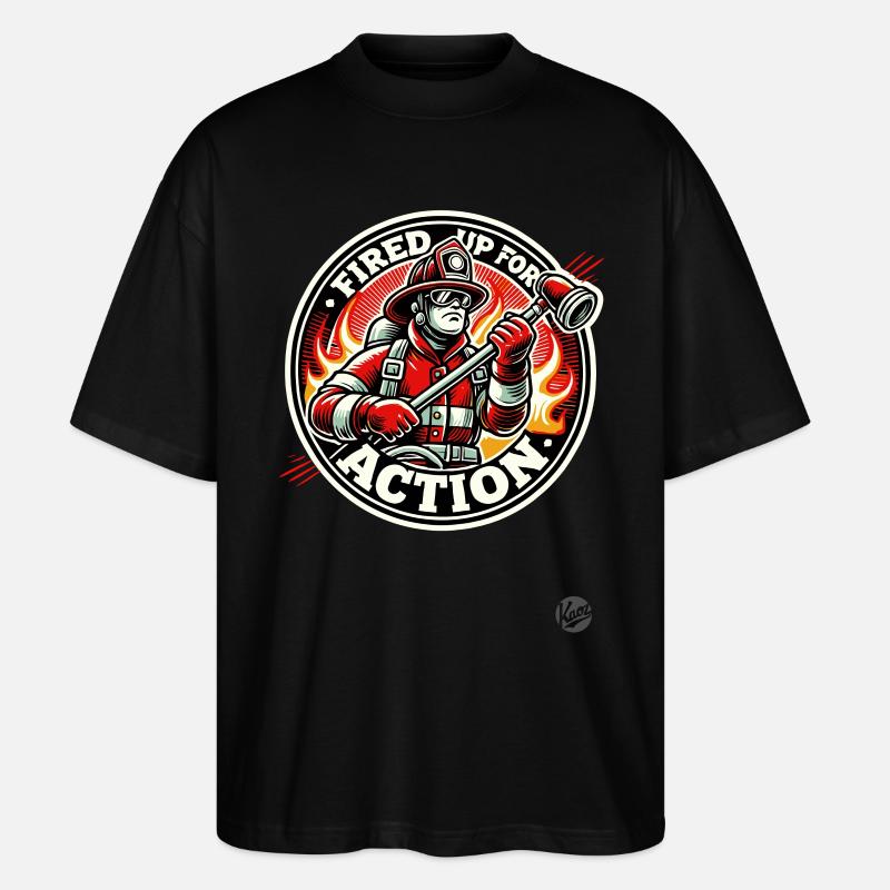 Prêt à l’action, le pompier - T-shirt bio Blaster 2.0 coupe oversize Stanley/Stella Unisexe - noir