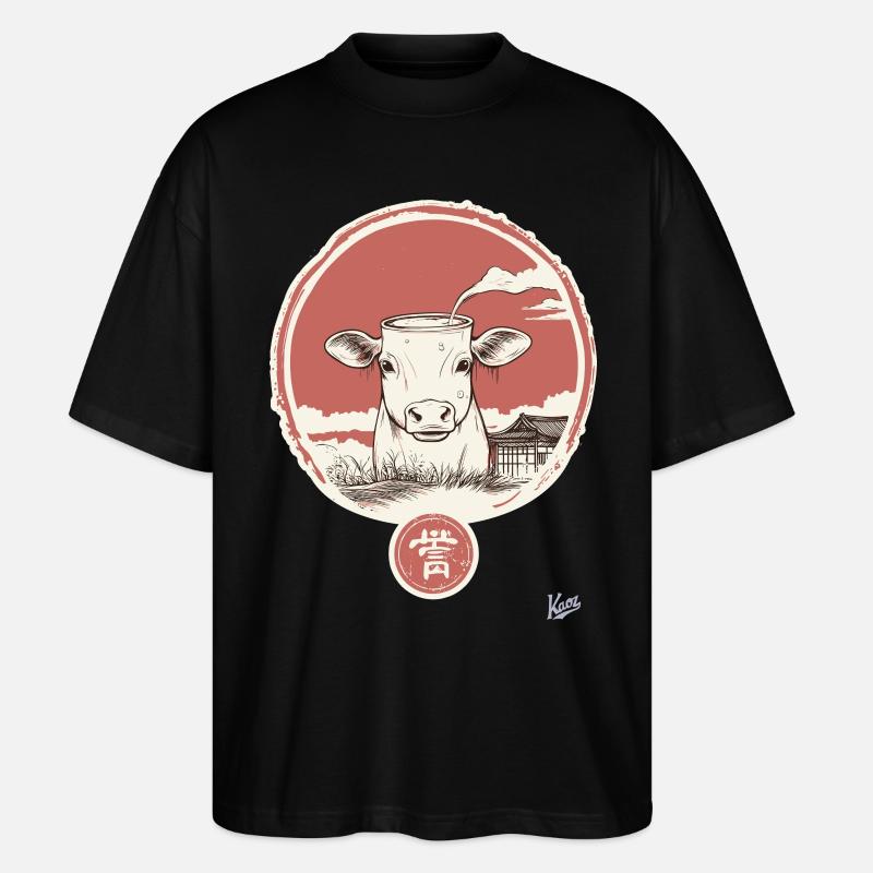 Abstrakte Kuh mit Milch - Stanley/Stella Oversized Unisex Bio T-Shirt Blaster 2.0 - Schwarz