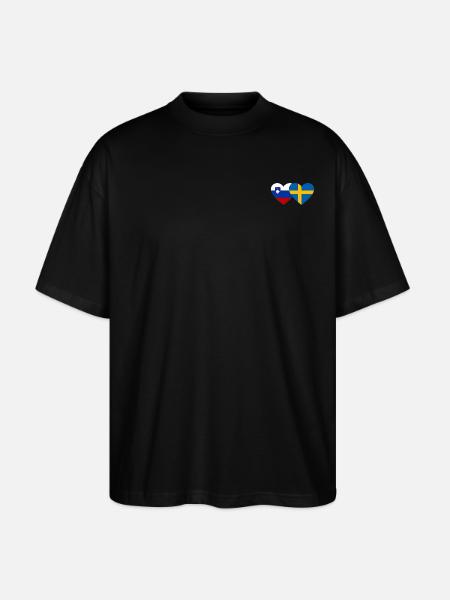 Slovenia Sverige Flagg Hjerte - Stanley/Stella Blaster 2.0 Økologisk Oversized Unisex T-skjorte - svart