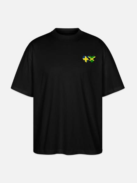 Sweden Jamaica Flag Heart - Stanley/Stella Oversized Unisex Organic T-shirt Blaster 2.0 - black