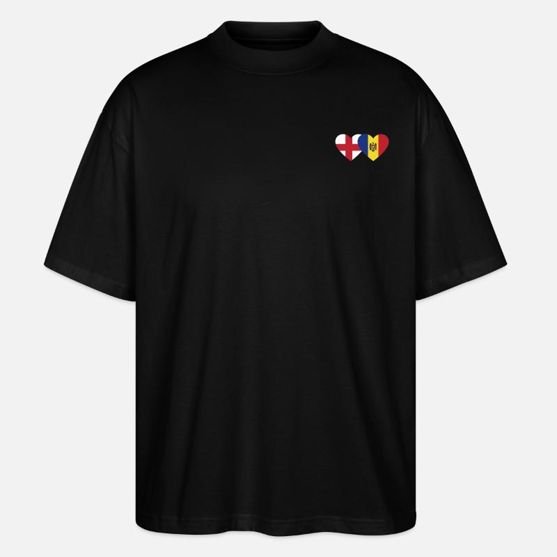 Angleterre Moldavie Drapeau Coeur - T-shirt bio Blaster 2.0 coupe oversize Stanley/Stella Unisexe - noir