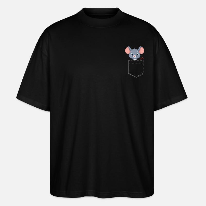 Pocket Mouse - Mouse Design - Stanley/Stella Oversized Unisex Organic T-shirt Blaster 2.0 - black